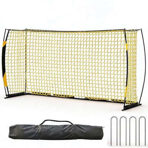 Garvee 12x6FT Yellow Soccer Goal with Foam Padded Posts, Heavy Duty Steel Frame, Portable Outdoor Training
