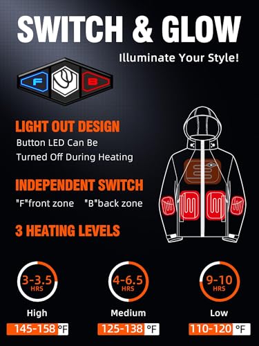 Heated Jacket for Women - Large Black Winter Coat with Warmth