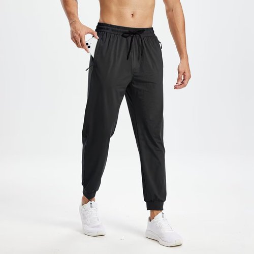 Rane Sports Mens Athletic Pants with Zipper Pockets Running Joggers Workout Sweatpants Gym Athletic Casual Black