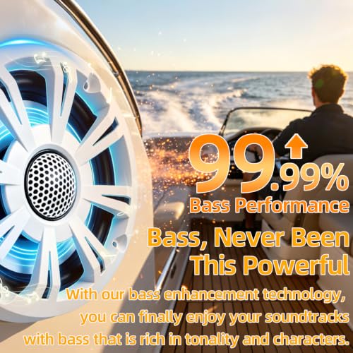 Marine Coaxial Speakers 6.5 Inch Waterproof Boat Speakers with Blue LED Lights - Pair