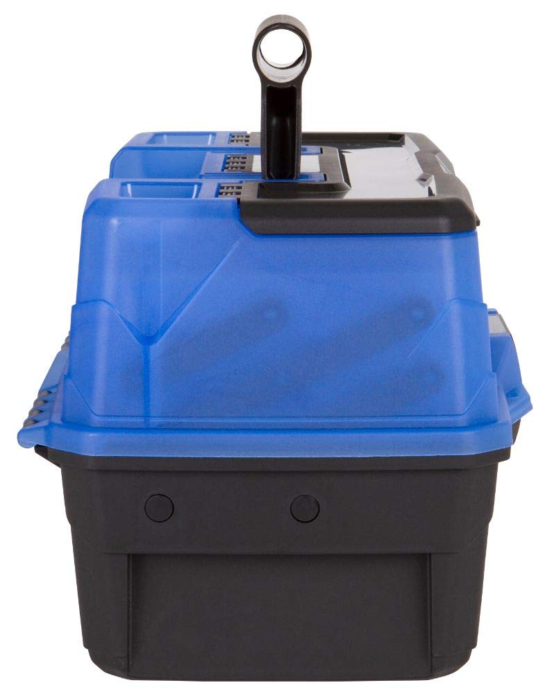 Flambeau Outdoors 6383FB 3-Tray Tackle Box - Classic Fishing Lure Storage Organizer, Large Portable Tackle Box, 32 Tray Compartments, Frost Blue/Black