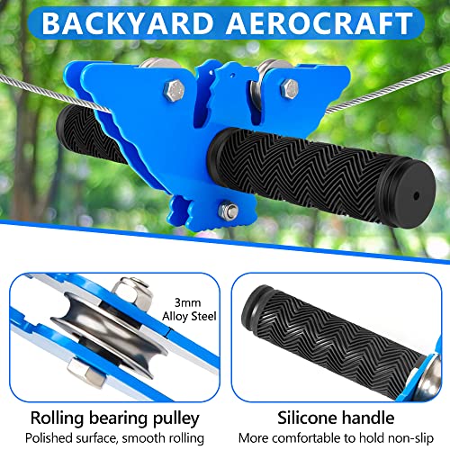 X XBEN 98FT Backyard Zip Line Kit for Kids & Adults - Safe Outdoor Fun