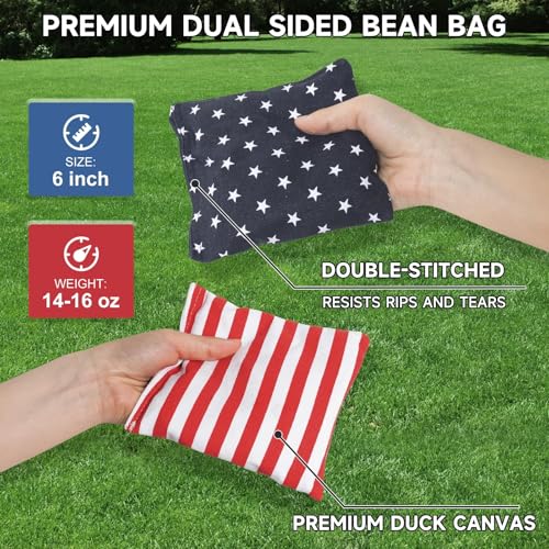American Flag Cornhole Board Set 4x2FT with Carrying Bag & 8 Bean Bags
