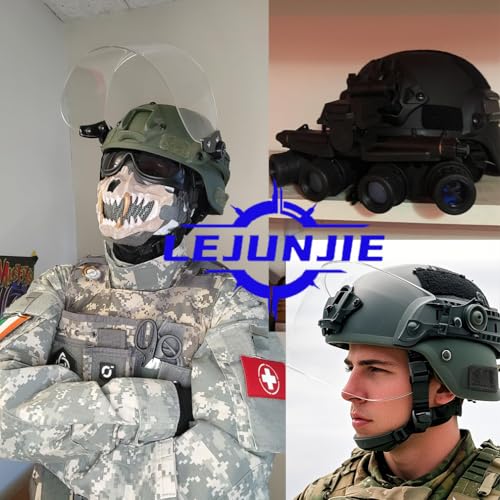 LEJUNJIE BK Tactical MICH 2000 Fast Helmet with Clear Riot Visor Face Shield - Airsoft & Paintball