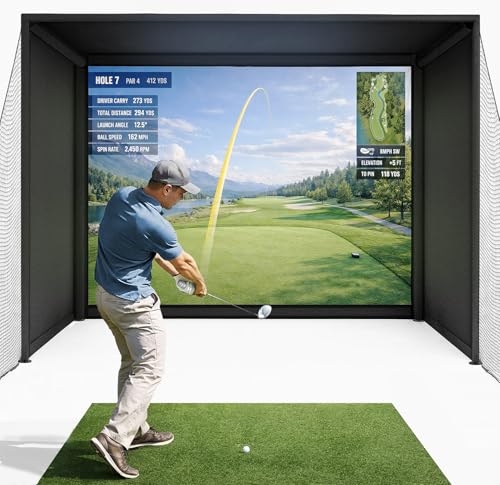 Diandian 10 x 8 ft Golf Simulator Enclosure Kit with 4K-Ready Impact Screen