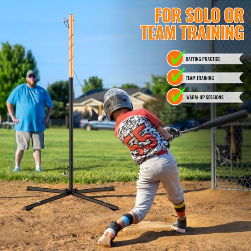Baseball Swing Trainer with Real Ball & Adjustable Height - Indoor Outdoor Practice