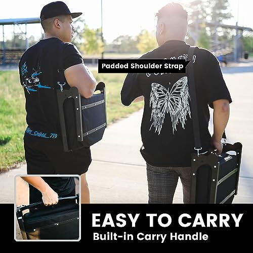 Portable Stadium Seat with Ultra Padded Foam Back Support and Shoulder Strap