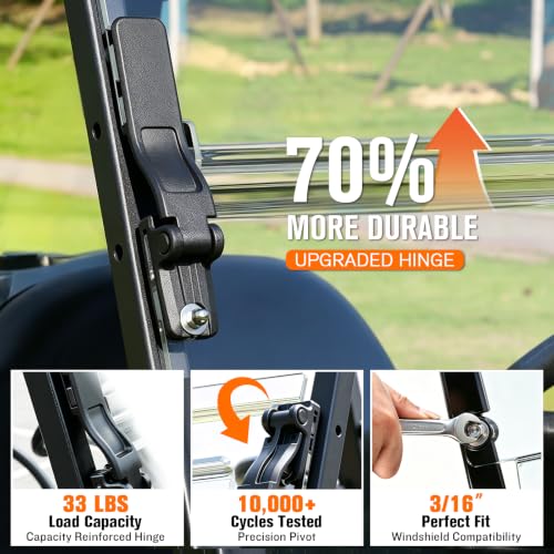 Clear Golf Cart Windshield for Club Car Precedent & Onward 2004+ - Foldable Impact-Resistant Polycarbonate