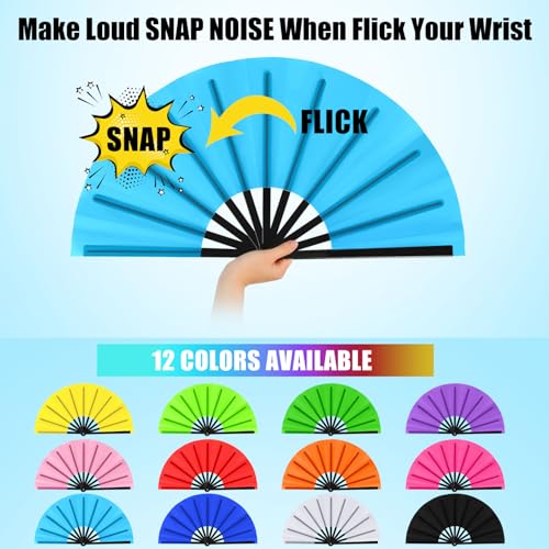 Blulu 13 Inch Large Folding Fans for Line Dancing - Classic Color, 48 Pack - Model B13C48