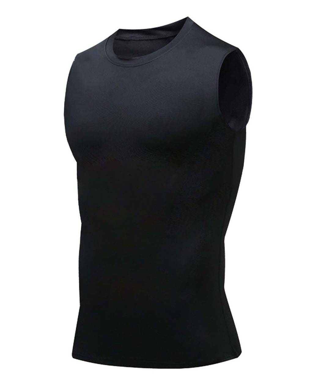 XINGCOOL Compression Shirt Men Slimming Body Shaper Vest Crewneck Workout Shirts Tummy Control Undershirts Solid Black