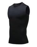 XINGCOOL Compression Shirt Men Slimming Body Shaper Vest Crewneck Workout Shirts Tummy Control Undershirts Solid Black