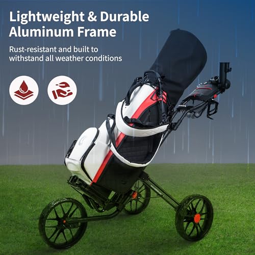 Caddytek CaddyLite 15.3 V2 Golf Push Cart - Black Lightweight Foldable Aluminum with EVA Wheels, Handle & Accessories