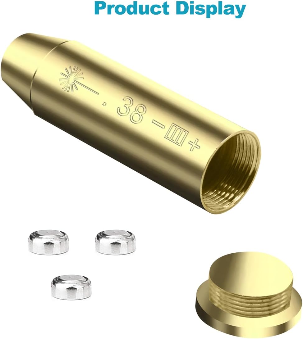 Red Dot Laser Boresighter - Precision Bore Sight for .38 Caliber with 2 Battery Sets | Ideal for Hunting