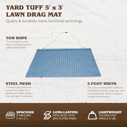 Yard Tuff Heavy-Duty Steel Mesh Drag Mat for Lawn & Surface Leveling