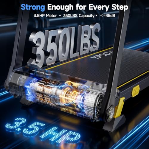 YPOO Foldable Incline Walking Pad with Handle, 16% Incline, 6.2 MPH, RGB Light, Dark Black