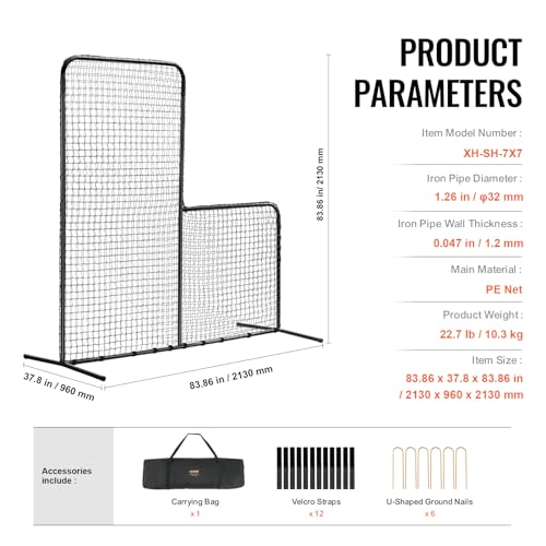 7x7 ft Baseball & Softball Pitching Net with Steel Frame, Double-Sided Mesh & Carry Bag