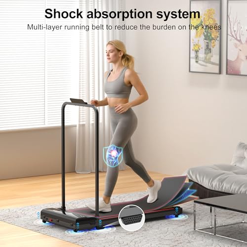 Black Foldable Under-Desk Treadmill for Home Office Exercise - Compact Walking Pad