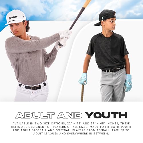 Youth Baseball & Softball Belt - Adjustable 22-42 Inches - Black