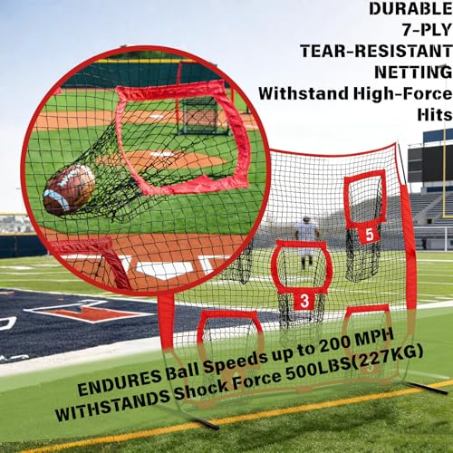 7x7ft Football Throwing Net with 5 Targets Portable QB Training Equipment