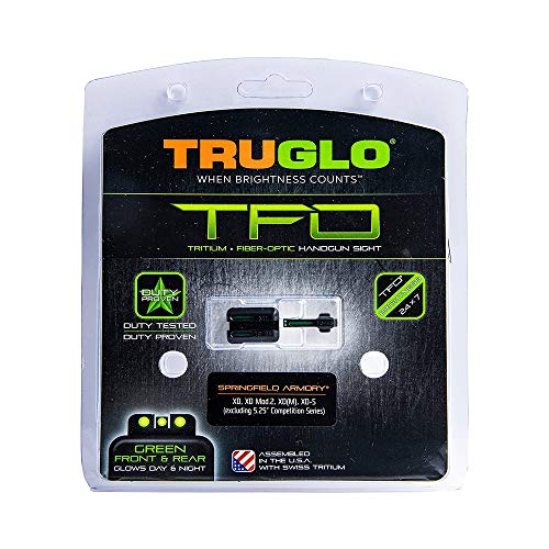 TRUGLO Green Rear Sight for Springfield XD Series Handgun Night Sights
