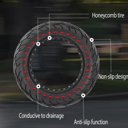 GYL 10x2.125 Solid Tire, 50/75-6.1 Rubber Tires, 10 Inches Tubeless Tyre Replacement for Gotrax G3 Plus G4 GXL V2 Apex XL Pro MAX XR Ultra Elite Electric Scooter Front Rear Honeycomb Wheels 2pcs