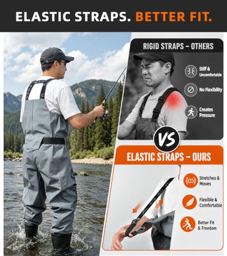 MAOCX M10/W12 Waterproof Nylon PVC Fishing Chest Waders with Bootfoot