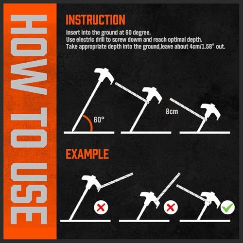 Heavy Duty Tent Stakes Set 20 Pack 8 Inch with Ropes & Hook - Camping Gear