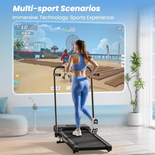 Lacuffy AS03 Jet Black Folding Under Desk Treadmill with 3.0HP Quiet Motor