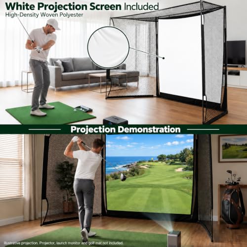 Rayzesttop 11x8Ft Golf Hitting Net with Projection Screen - Practice & Training