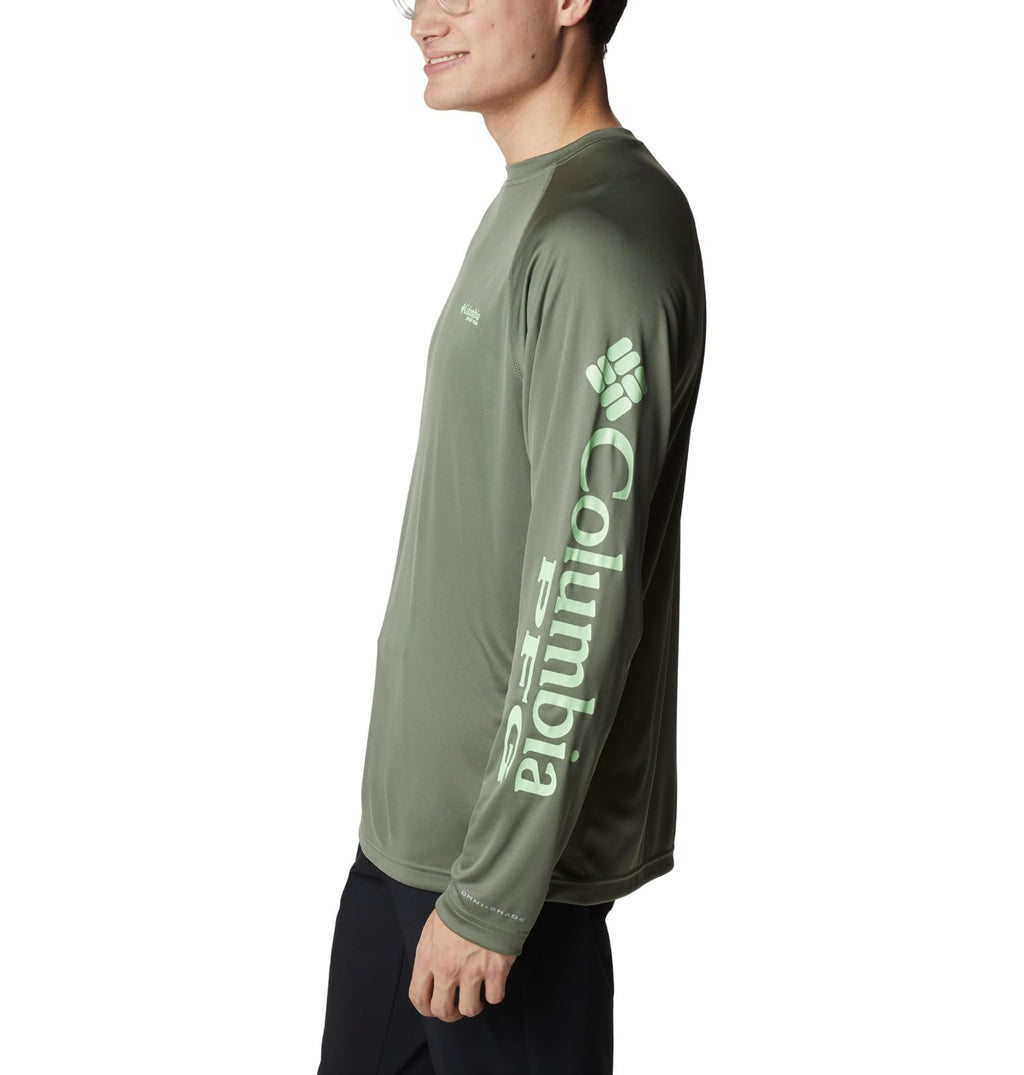 Columbia Men's Terminal Tackle Long Sleeve Shirt, Cypress/Key West Logo, X-Large Tall