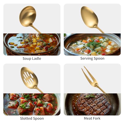 11-Piece Stainless Steel Kitchen Utensil Set with Gold Finish - Dishwasher Safe