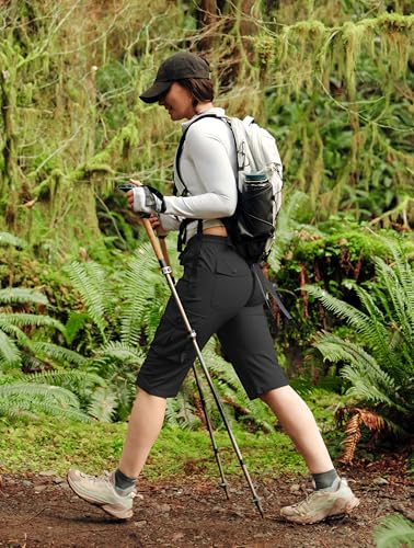 Viodia 15" Long Cargo Shorts for Women Hiking Bermuda - Large Black