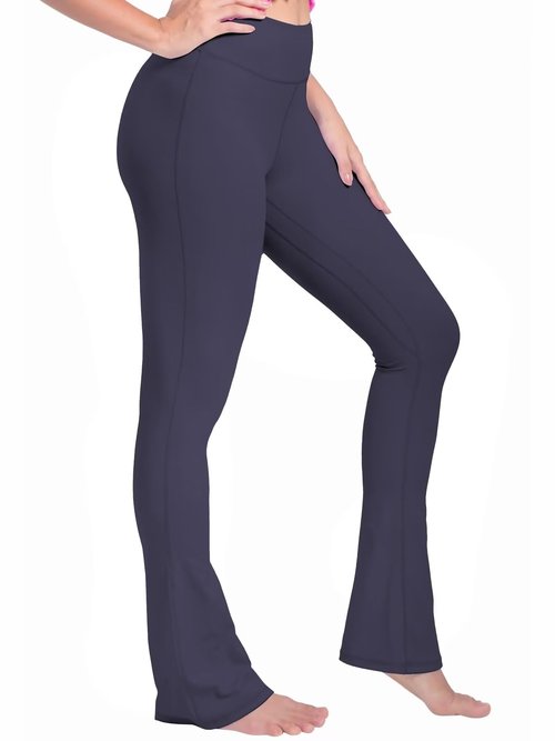Sunzel High Waist Mini Flared Leggings for Women,Tummy Control Casual Flare Yoga Pants for Yoga Workout Gym 28" Ash Blue M