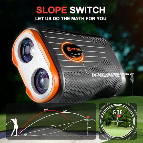 Golf Rangefinder with Slope & Flag Locking 1200 Yards - Black & Orange