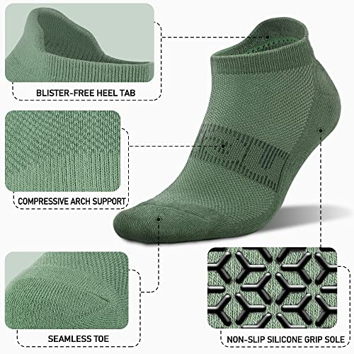 Non Slip Yoga Socks with Grips 3 Pairs Large-X-Large Unisex - Black, Coffee, Green