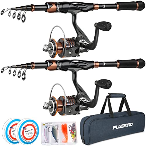 2-Pack Telescopic Fishing Rod and Reel Combo Set with Carry Case - 12 +1 Bearings