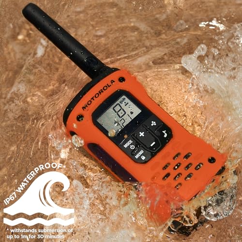 Motorola Solutions T605_H2O Waterproof Walkie Talkie Two-Way Radio 2 Pack, 22 Channels, 35 Mile Range, Orange/Black