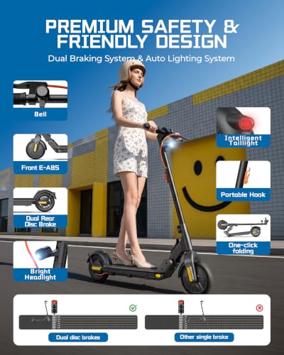 HeroPick Matte Black Foldable Electric Scooter for Adults, 15 MPH, Dual Brakes