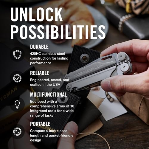 Leatherman Wave Plus 18-in-1 Multi-Tool Stainless Steel for DIY & Outdoors