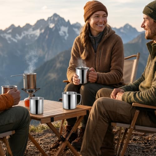 Stainless Steel Coffee Mug Set 6 Pack - 18.5 Oz Durable Travel Cups