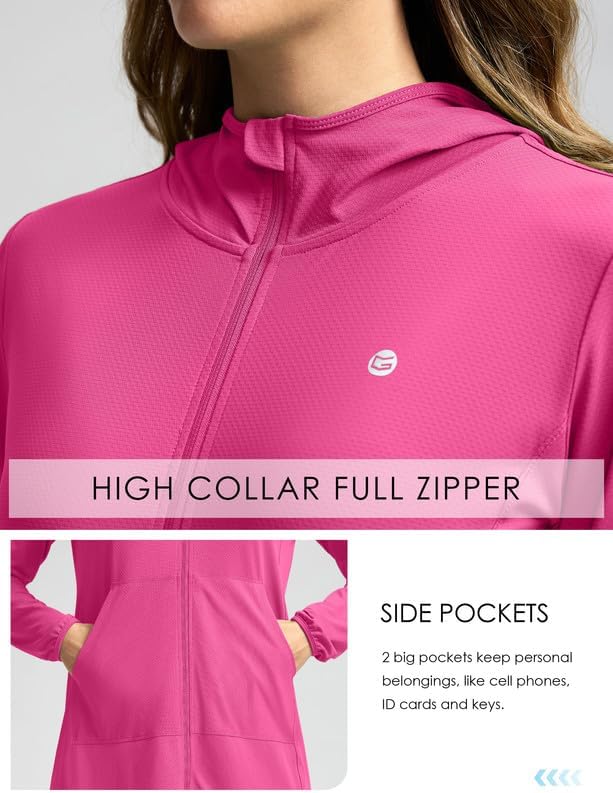 Skiennix Women's UPF 50+ Sun Protection Hoodie - Lightweight Long Jacket for Beach Wear