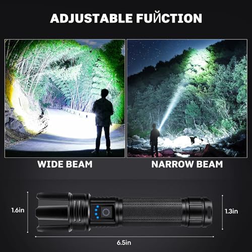 High Lumen Rechargeable LED Flashlight Set with 15H Runtime Waterproof Camping Light