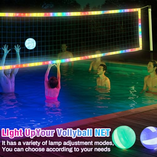 LED Volleyball Net 31.2x3.3ft Light Up Net with Remote, Music Sync