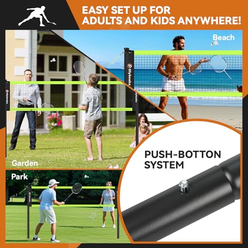 Olybeaka 12ft Black Badminton Net Set for Backyard Easy Setup & Stable Play