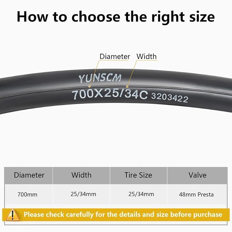 Heavy Duty Bicycle Inner Tube 700x25-34C FV48 2-PCS