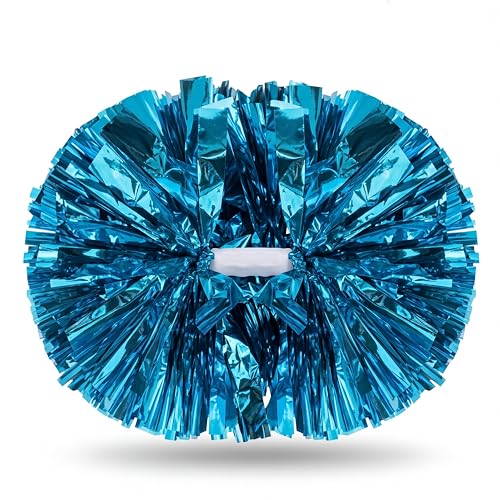 WILLBOND Lake Blue Cheerleading Pom Poms with Baton Handles - 48 Pairs