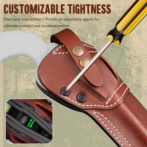 Leather Revolver Holster 4.75 Inch for Ruger Wrangler & Heritage Rough Rider - Ambidextrous, Adjustable Retention