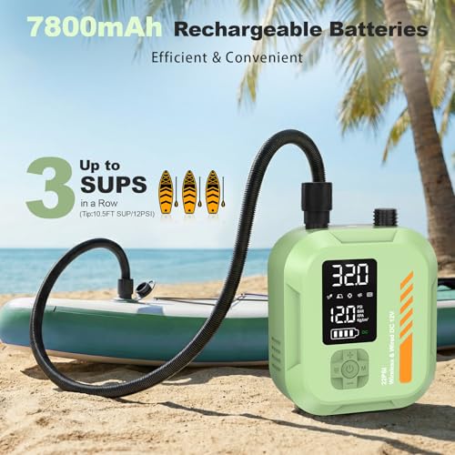 WEOLULI Electric Portable Paddle Board Pump 22 PSI with 7800mAh Battery - Green