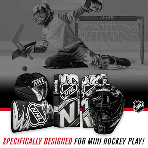 Youth Mini Hockey Goalie Set with Mask & Pads - Black/White/Gray, Ages 4-7