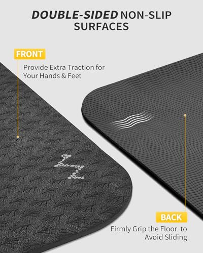 CAMBIVO 72x48 Inch Extra Thick Yoga Mat - Non-Slip, 10mm TPE, Black
